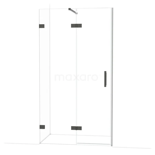 Diamond Douchedeur | 110 cm Zwart chroom Helder glas Draaideur DDB21651120BC Douchecabine met helder glas, zwarte scharnieren en handgreep, hoekmodel voor moderne badkamers.