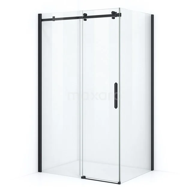 Glas Duschkabine mit Schwarz Aluminium Profil, Schiebetür und minimalistischem Design. Perfekt für einen modernen Badezimmer Stil.