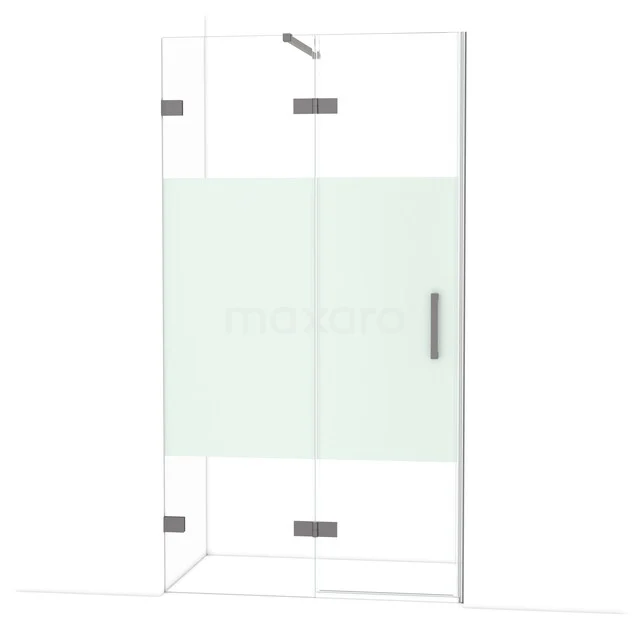 Glas Duschkabine mit Matt Weiß Akzent, eckigem Design, und metallischem Haltegriff; perfekte Wahl für moderne Bäder.