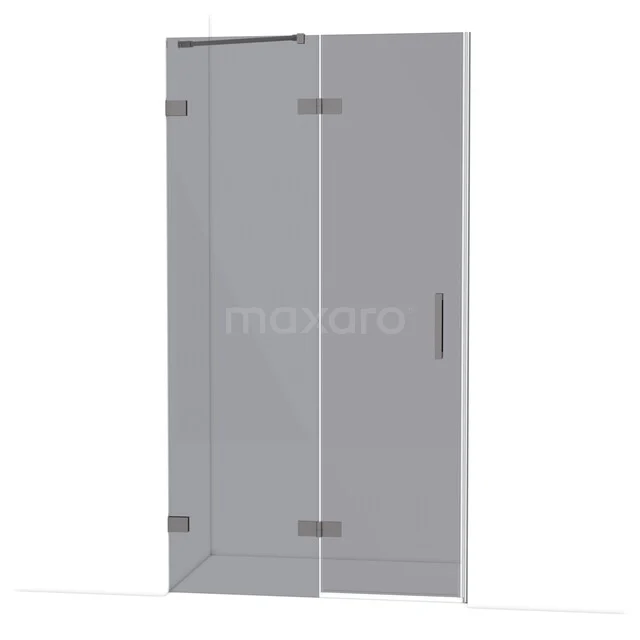 Diamond Shower door | 110 cm Black metal Smoke glass Pivot door DDB21651221ZM Shower enclosure with corner entry, clear glass, silver profiles, modern design, ideal for a stylish bathroom decor.