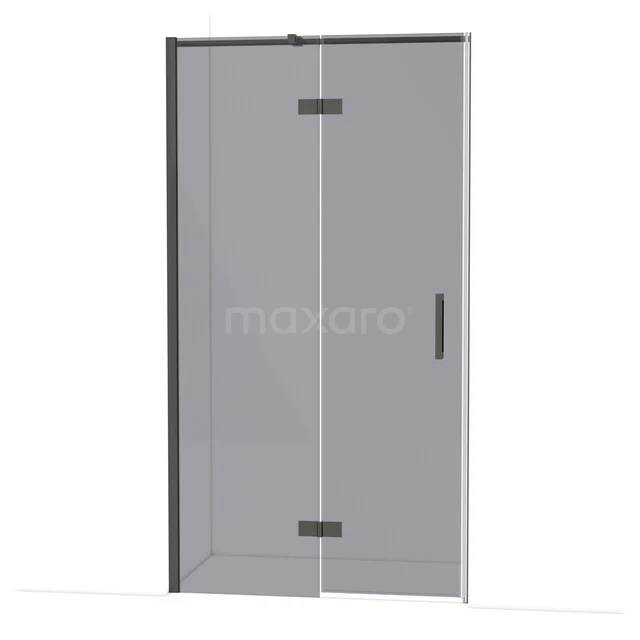 Diamond Douchedeur | 110 cm Zwart chroom Rookglas Draaideur DDB21651311BCN Douchedeur met helder glas, zwart metalen scharnieren en handgreep, strak design ideaal voor een moderne badkamer.