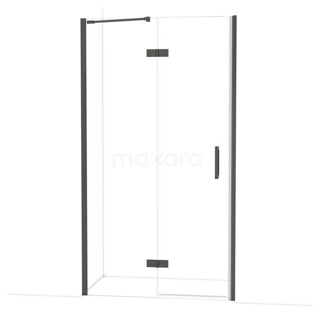Diamond Douchedeur | 110 cm Zwart chroom Helder glas Draaideur DDB21652210BC Douchedeur met zwart frame, hoekinstapdesign, helder glas en minimalistisch profiel, perfect voor een moderne badkamer.