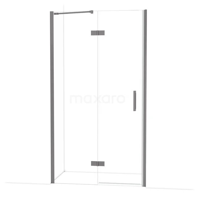 Diamond Shower door | 110 cm Black metal Clear glass Pivot door DDB21652210ZM Douchedeur helder glas met chroomprofiel, draaimechanisme en strak design, ideaal voor een moderne badkamer.