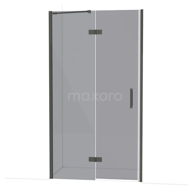 Diamond Shower door | 110 cm Black chrome Smoke glass Pivot door DDB21652211BC Glass shower door in corner model with black metal hinges, ideal for a modern bathroom.