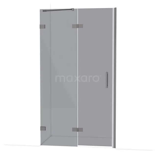 Glasdouchedeur mit Klarglas, Edelstahl-Scharniere und Haltegriff, modernes Design, ideal für luxuriösen Badezimmerstil.