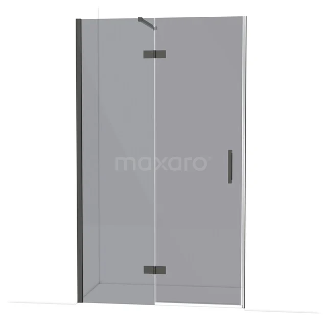Diamond Shower door | 120 cm Black chrome Smoke glass Pivot door DDB21661111BCN Glazen douchedeur met mat zwarte scharnieren en handgreep, modern design voor stijlvolle badkamerinrichting.