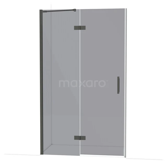 Diamond Shower door | 120 cm Black chrome Smoke glass Pivot door DDB21661211BCN Shower door made of clear glass with black hinges, suitable for modern bathrooms. Minimalist design, neatly finished.