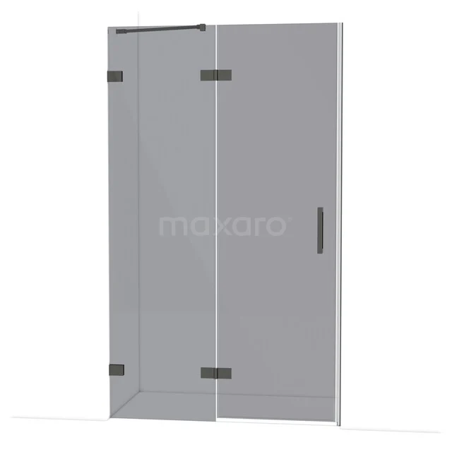 Diamond Douchedeur | 120 cm Zwart chroom Rookglas Draaideur DDB21661221BC Glazen douchewand met draaideur, strak design, transparant veiligheidsglas, ideaal voor moderne badkamerinrichting.