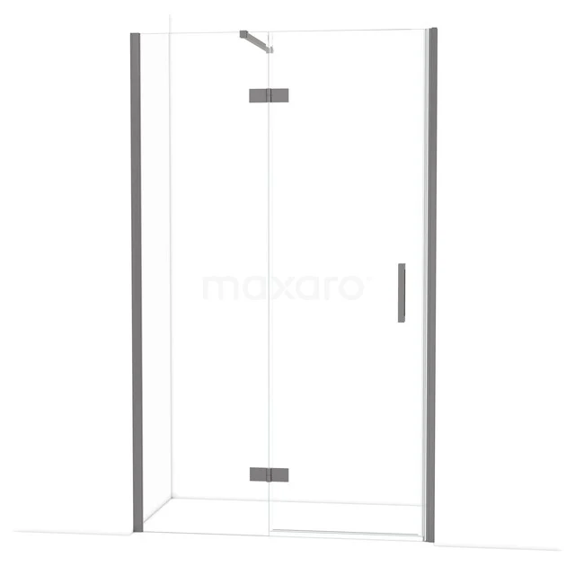 Glass shower cabin with door and hinges in chrome, modern design, ideal for any stylish bathroom.