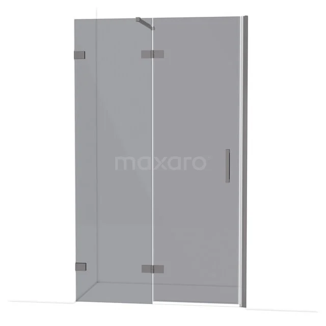 Diamond Douchedeur | 120 cm Zwart metaal Rookglas Draaideur DDB21662121ZM Glazen douchewand met deur, helder glas en aluminium scharnieren, ideaal voor een moderne badkamer inrichting.