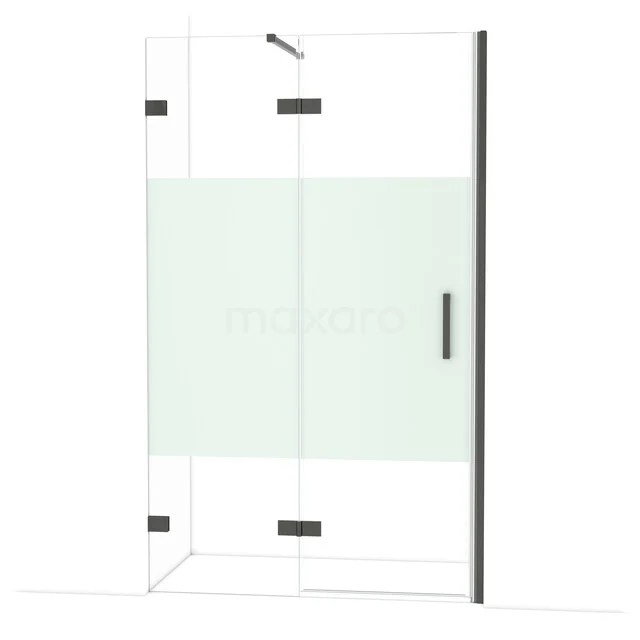 Diamond Duschtür | 120 cm Schwarzchrom Klar mit matter Streifen Drehtür DDB21662123BC Eck-Duschkabine aus Klarglas mit mattem weißen Akzent, schwarzem Beschlag und modernem Finish, ideal für ein stilvolles Badezimmer.