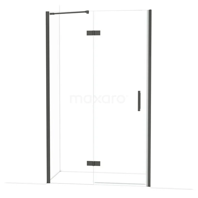 Diamond Douchedeur | 120 cm Zwart chroom Helder glas Draaideur DDB21662210BC Douchewand met hoekinstap, zwart frame, helder glas, ideaal voor een moderne badkamer.