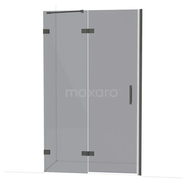 Diamond Douchedeur | 120 cm Zwart chroom Rookglas Draaideur DDB21662221BC Glazen douchedeur met scharnieren, strak design, transparant glas, ideaal voor moderne badkamers.