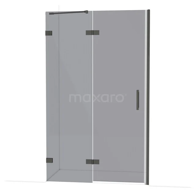 Diamond Shower door | 120 cm Black chrome Smoke glass Pivot door DDB21662221BC Glass shower door with hinges, sleek design, transparent glass, ideal for modern bathrooms.