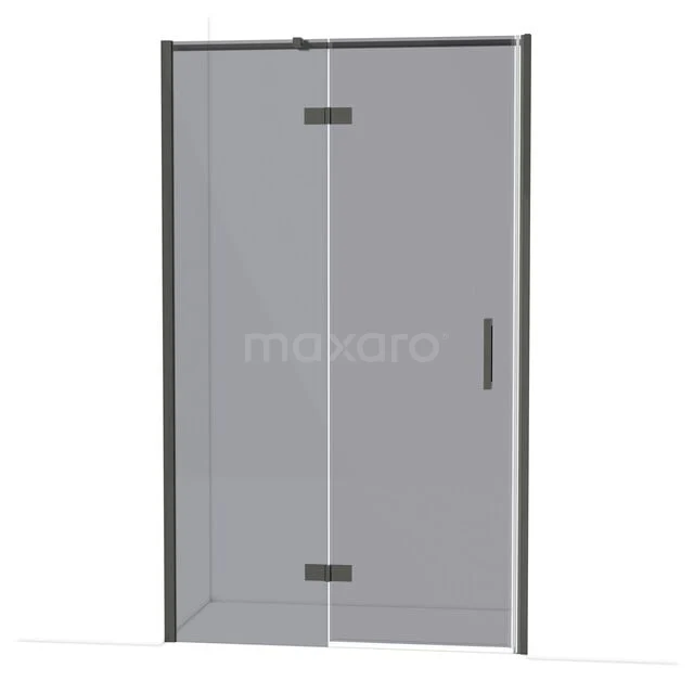 Diamond Douchedeur | 120 cm Zwart chroom Rookglas Draaideur DDB21662311BC Glazen douchedeur met matzwart frame, draaideurdesign, perfect voor een moderne badkamer.