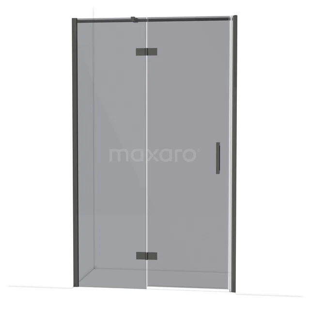 Diamond Shower door | 120 cm Black chrome Smoke glass Pivot door DDB21662311BC Glazen douchedeur met matzwart frame, draaideurdesign, perfect voor een moderne badkamer.