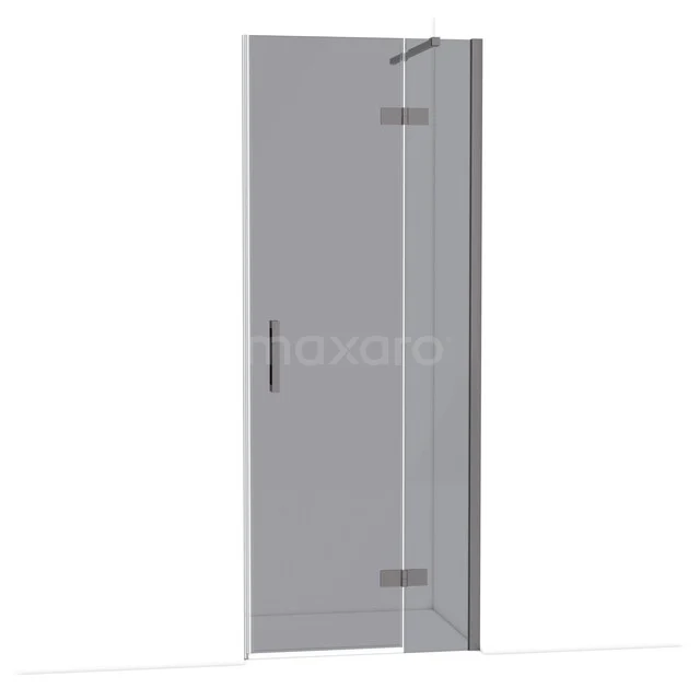 Diamond Shower door | 80 cm Black metal Smoke glass Pivot door DDB22351111ZMN Glazen douchedeur met scharnieren, helder glas en metalen handgreep, geschikt voor badkamerinloopdouche.