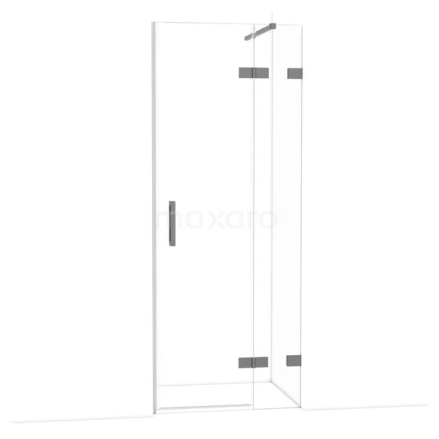 Diamond Douchedeur | 80 cm Zwart metaal Helder glas Draaideur DDB22351120ZM Glazen douchedeur met chroomscharnieren, minimalistisch ontwerp, perfect voor een moderne badkamer.