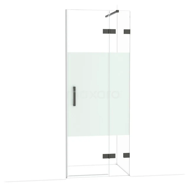 Duschtür Diamond 80 cm 8mm klares Sicherheitsglas mit mattem Streifen Schwarzchrom DDB22351123BC Duschkabine mit mattschwarzem Profil, Klarglas und mattem Streifen, modernes Design für stilvolle Bäder.