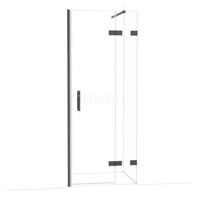 Diamond Shower door | 80 cm Black chrome Clear glass Pivot door DDB22352120BC Glazen douchewand met zwarte accenten, inclusief draaibare deur. Modern ontwerp voor een stijlvolle badkamer.