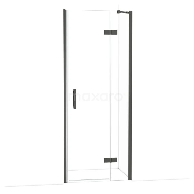 Diamant-Duschtüren DDB22352210BC Duschtür aus Glas mit schwarzen Metallakzenten, Drehtürdesign, ideal für moderne Bäder.