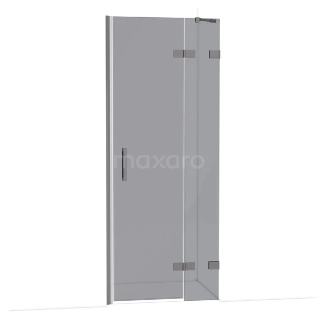 Glasdouchedeur mit silberfarbenem Profil, Eckeinsteig und minimalistischem Design, perfekt für moderne Bäder.