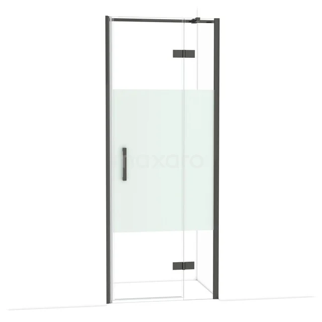 Glas Duschtür mit Schwarz Rahmen, klar und Mattglas, geeignet für moderne Badezimmergestaltung, Serie Compact Design.