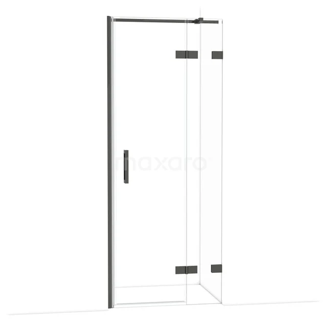 Diamond Duschtür | 80 cm Schwarzchrom Klarglas Drehtür DDB22352320BC Glasene Duschtür mit schwarzem Rahmen und Scharnieren, moderne Optik; ideal für stilvolle Badezimmergestaltung.