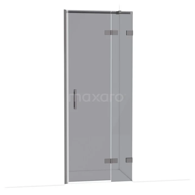 Diamond Shower door | 80 cm Black metal Smoke glass Pivot door DDB22352321ZM Glazen douchedeur met roestvrijstalen scharnieren, helder glas en strak design, ideaal voor moderne badkamers.