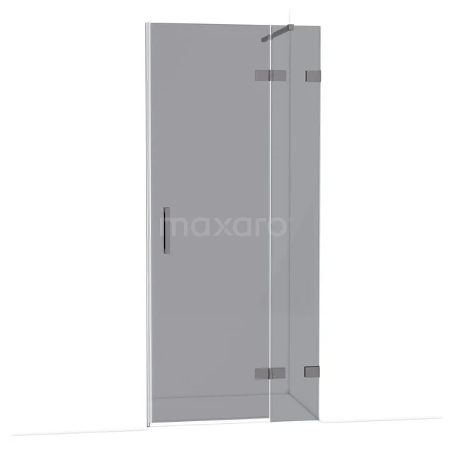 Diamond Shower door | 90 cm Black metal Smoke glass Pivot door DDB22361121ZM Glazen douchedeur Helder met chromen scharnieren, modern design, ideaal voor een stijlvolle en ruimtelijke badkamerinrichting.