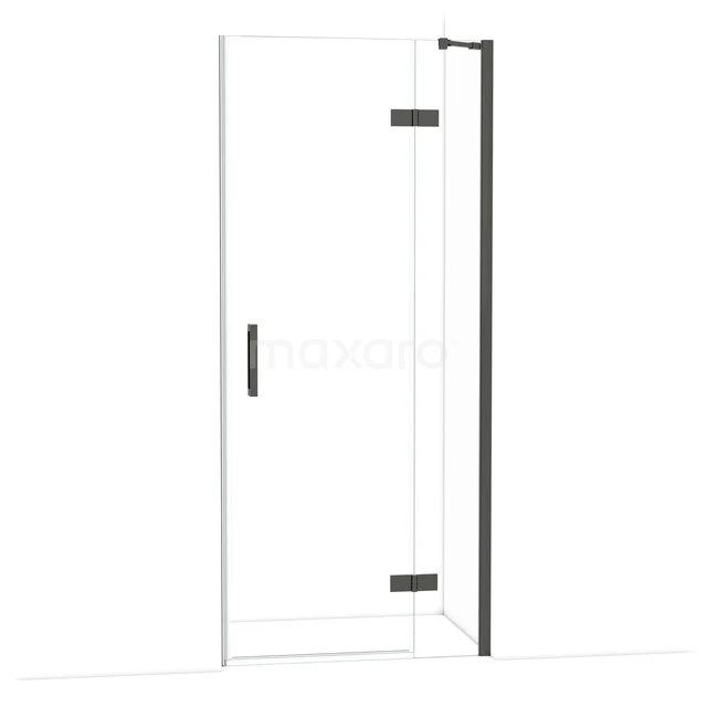 Diamond Shower door | 90 cm Black chrome Clear glass Pivot door DDB22361210BCN Glazen douchedeur met zwarte scharnieren en handgreep, strakke vormgeving, ideaal voor moderne badkamers.
