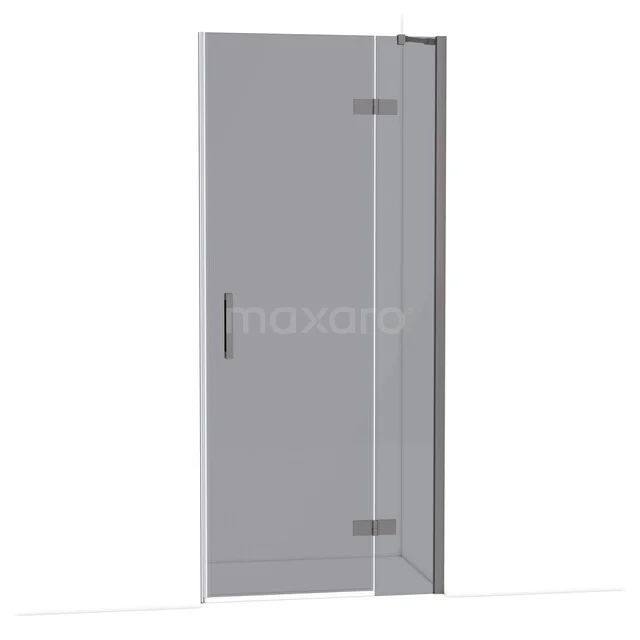 Diamond Shower door | 90 cm Black metal Smoke glass Pivot door DDB22361211ZMN Glass shower door with hinges, matte chrome finish and minimalist design, perfect for a modern bathroom.