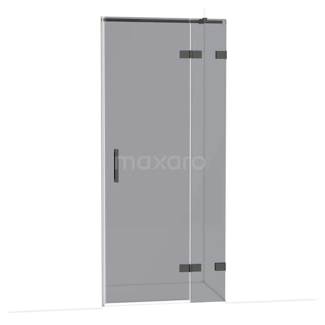 Duschtür mit Klarglas und schwarzem Mattprofil, ideal für moderne Bäder. Schlichte Gestaltung, funktionales Design.