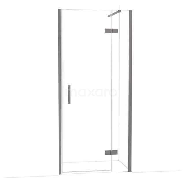 Glas Duschtür mit chromatischen Profilen, straffe Linien und Klarglas, perfekt für einen modernen Badezimmerstil.