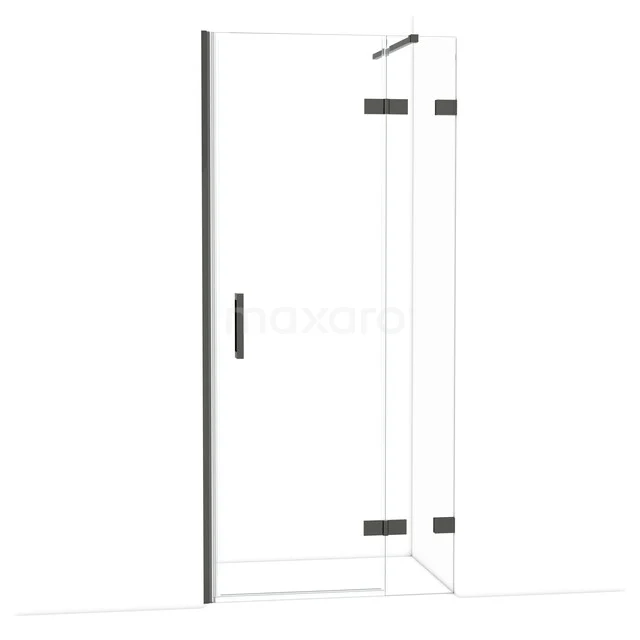 Diamond Douchedeur | 90 cm Zwart chroom Helder glas Draaideur DDB22362120BC Douchedeur van glas met zwarte accenten, strak design, ideaal voor een moderne badkamer.
