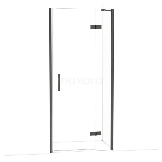 Diamond Douchedeur | 90 cm Zwart chroom Helder glas Draaideur DDB22362210BC Strakke glazen douchedeur met zwarte accenten, onderdeel van moderne badkamerinterieur serie.