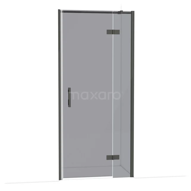 Diamond Douchedeur | 90 cm Zwart chroom Rookglas Draaideur DDB22362311BC Douchedeur met matzwarte accenten, draaibaar design, helder glas en strak profiel, perfect voor moderne badkamers.