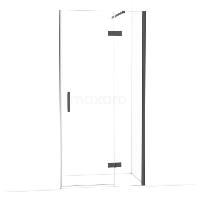 Diamond Douchedeur | 100 cm Zwart chroom Helder glas Draaideur DDB22461110BCN Glazen douchedeur met matzwarte accenten, draaimechanisme, en strak design, ideaal voor een moderne badkamer.