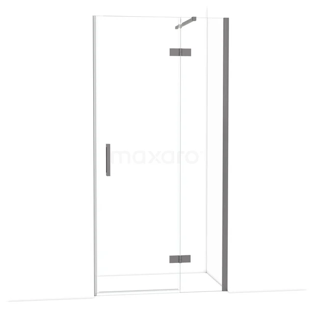 Diamond Duschtür | 100 cm Schwarzes Metall Klarglas Drehtür DDB22461110ZMN Begehbare Dusche mit klarer Glastür, silberfarbigen Scharnieren und Haltegriff, ideal für einen modernen Badezimmerstil.