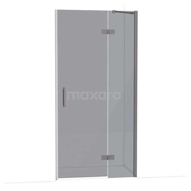 Diamond Duschtür | 100 cm Schwarzes Metall Rauchglas Drehtür DDB22461211ZMN Glas Duschtür mit Scharnier, rechte Form, klares Sicherheitsglas und ein minimalistisches Design für ein modernes Badezimmer.