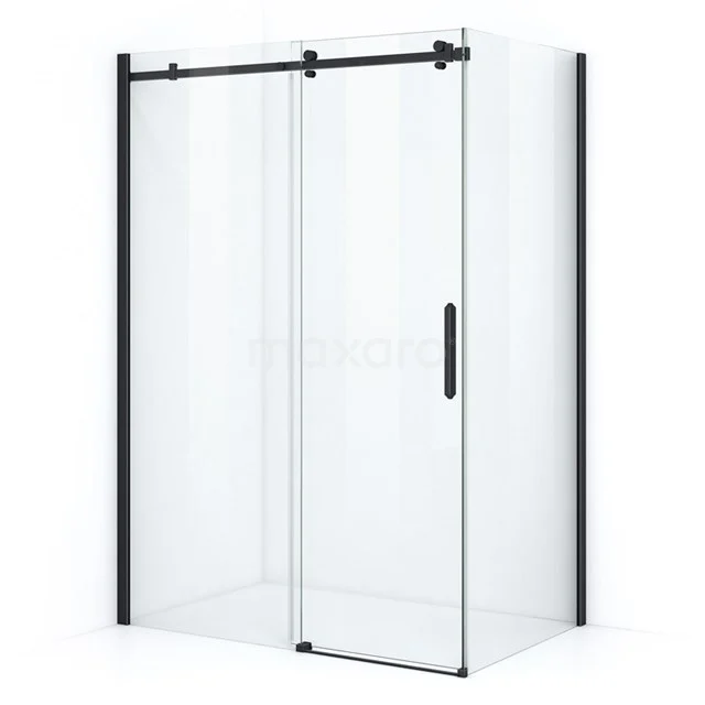 Crystal Allure Shower cabin | 130x90 cm Matte black Clear glass Sliding door Rectangle L5120-1309M Shower enclosure with clear glass, matte black profiles and sliding door, perfect for modern bathroom design.