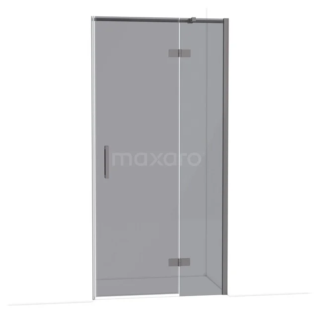 Glazen douchedeur met scharnier, helder glas en chroom accenten, ideaal als stijlvolle badkameroplossing in moderne stijl.