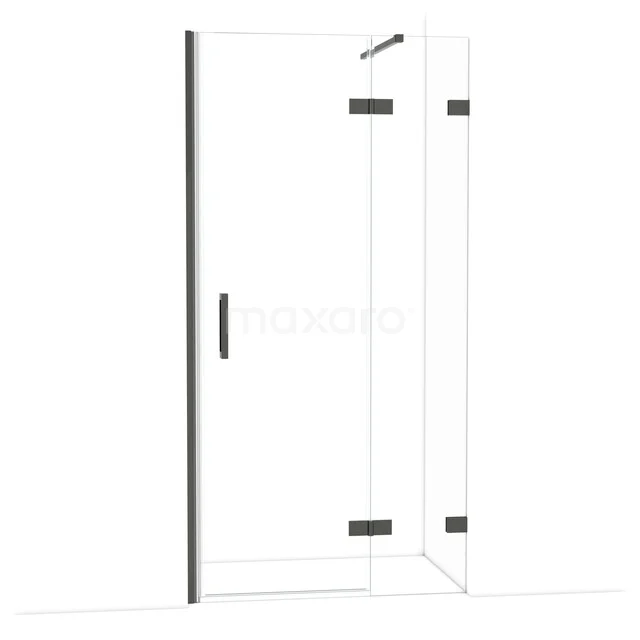 Glas Duschtür mit Schwarzrahmen, Eckdesign, ideal für moderne Bäder. Premiumqualität und schlankes, minimalistisches Aussehen.