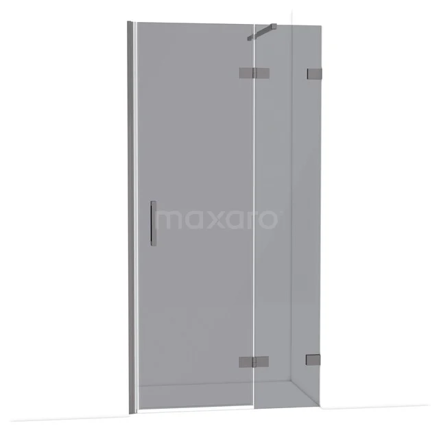 Diamond Douchedeur | 100 cm Zwart metaal Rookglas Draaideur DDB22462121ZM Glazen douchedeur met scharnieren, frameloos, transparant, in grijze tinten voor een moderne badkamerstijl.