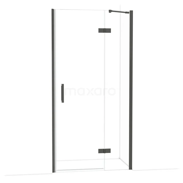 Duschtür mit Klarglas, schwarzen Profilen und Haltegriff. Perfekte Ergänzung zu einem modernen Badezimmerstil.