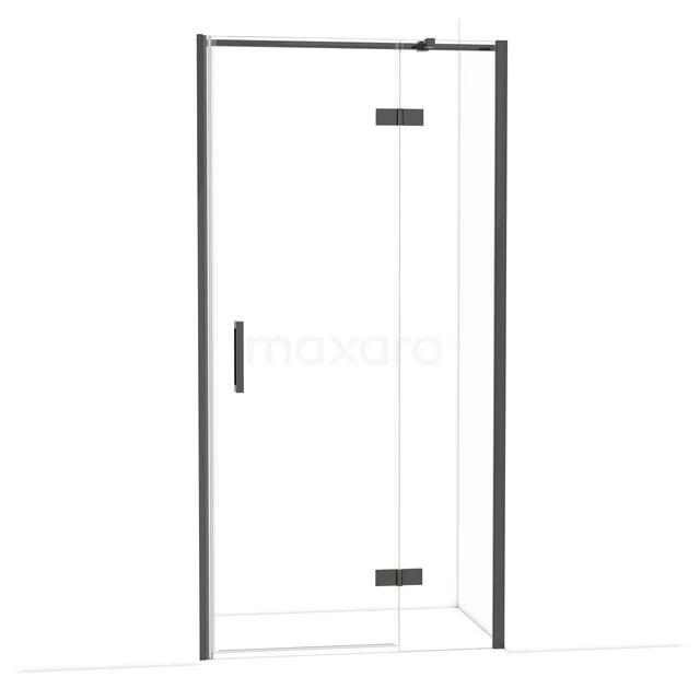 Diamond Shower door | 100 cm Black chrome Clear glass Pivot door DDB22462310BC Glazen douchedeur met zwarte randen, inklapbaar design en handgreep, ideaal voor een moderne badkamer inrichting.