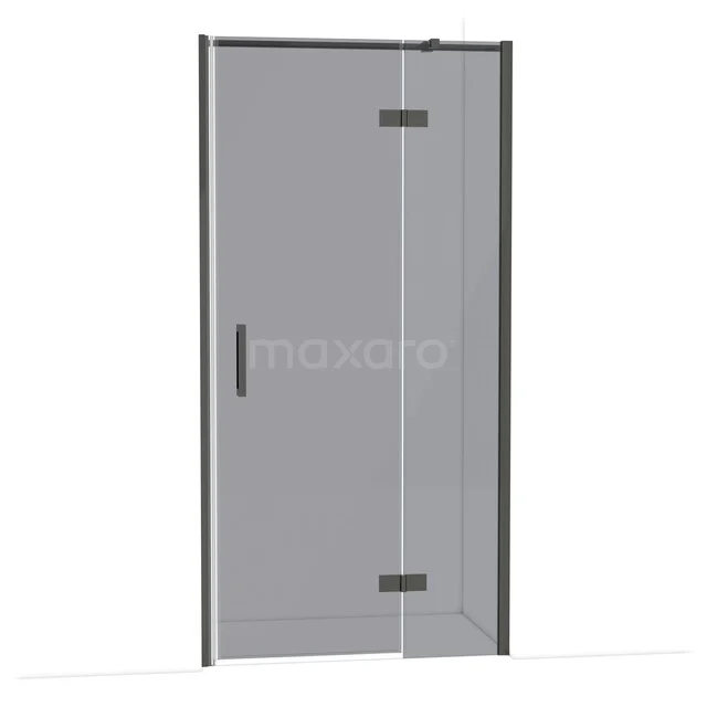 Diamond Douchedeur | 100 cm Zwart chroom Rookglas Draaideur DDB22462311BC Glazen douchedeur met mat zwarte profielen, draaideurdesign, geschikt voor moderne badkamers.