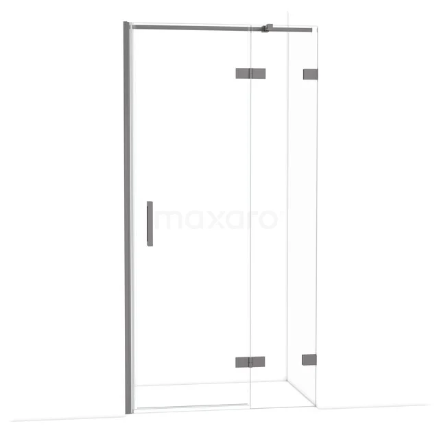 Diamond Douchedeur | 100 cm Zwart metaal Helder glas Draaideur DDB22462320ZM Glazen douchewand met helder glas en aluminium scharnieren, ideaal voor een moderne badkamer.