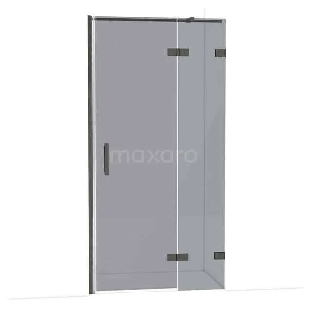 Diamond Shower door | 100 cm Black chrome Smoke glass Pivot door DDB22462321BC Douchedeur met zwart aluminium frame en helder glas, draaimechanisme; stijlvolle toevoeging aan moderne badkamers.