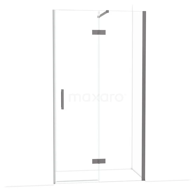 Diamond Douchedeur | 110 cm Zwart metaal Helder glas Draaideur DDB22651110ZMN Glazen douchedeur met hoekopstelling en metalen scharnieren, ideaal voor een moderne badkamer.